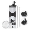 Travel Tumbler 2 Lids, with metal straw & cleaning brush (Stainless steel 304 Food grade, BPA free, 600ml)