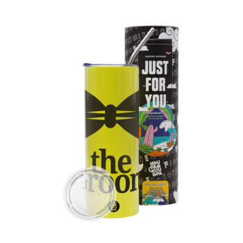 The Groom, Neon Yellow Travel Tumbler, with metal straw (Stainless steel 304 Food grade, BPA free, 600ml)