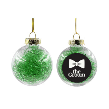 The Groom, Transparent Christmas tree ball ornament with green filling 8cm