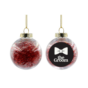 The Groom, Transparent Christmas tree ball ornament with red filling 8cm