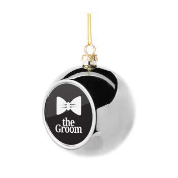 The Groom, Silver 8cm Christmas tree ball ornament