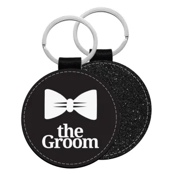 The Groom, Μπρελόκ Δερματίνη, στρογγυλό ΜΑΥΡΟ (5cm)