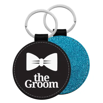 The Groom, Μπρελόκ Δερματίνη, στρογγυλό ΜΠΛΕ (5cm)