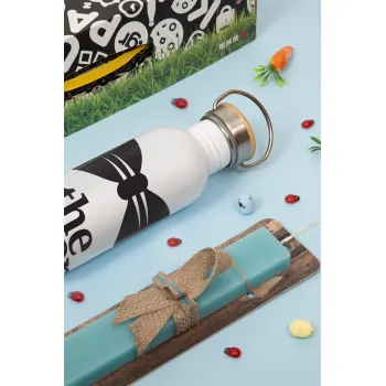 The Groom, Πασχαλινή Λαμπάδα με παγούρι μεταλλικό (620ml, stainless steel) & κερί αρωματικό πλακέ (30cm) (ΤΙΡΚΟΥΑΖ)