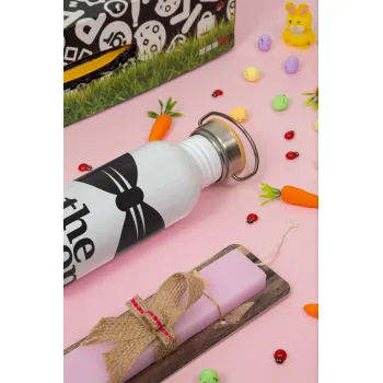 The Groom, Πασχαλινή Λαμπάδα με παγούρι μεταλλικό (620ml, stainless steel) & κερί αρωματικό πλακέ (30cm) (ΡΟΖ)