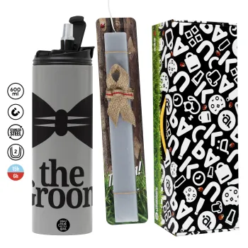 The Groom, Πασχαλινή Λαμπάδα με Travel Tumbler θερμό (600ml, BPA free) & κερί αρωματικό πλακέ (30cm) (ΓΚΡΙ)