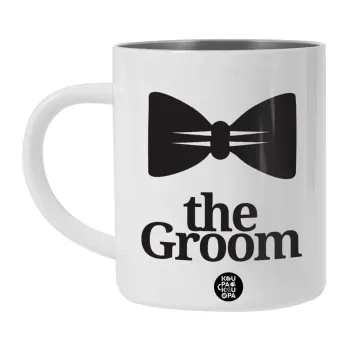 The Groom, Λευκή Ανοξείδωτη Μεταλλική Κούπα 450ml - Διπλού Τοιχώματος 