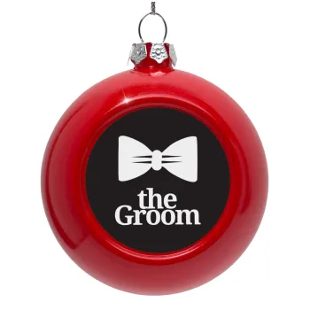 The Groom, Red Christmas tree ornament bauble 8cm