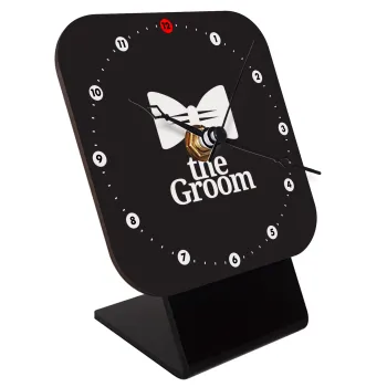 The Groom, Quartz Wooden table clock with hands (10cm)