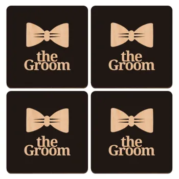 The Groom, ΣΕΤ x4 Σουβέρ ξύλινα τετράγωνα plywood (9cm)