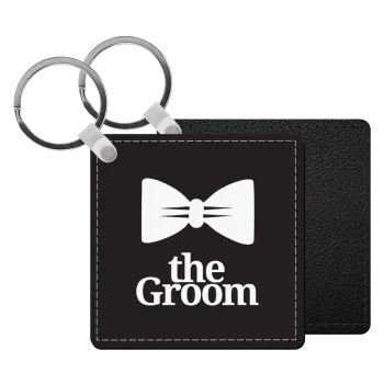 The Groom, Μπρελόκ Δερματίνη, τετράγωνο ΜΑΥΡΟ (5x5cm)