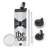 Travel Tumbler 2 Lids, with metal straw & cleaning brush (Stainless steel 304 Food grade, BPA free, 600ml)