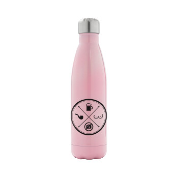 The Bachelor Rules, Metal mug thermos Pink Iridiscent (Stainless steel), double wall, 500ml