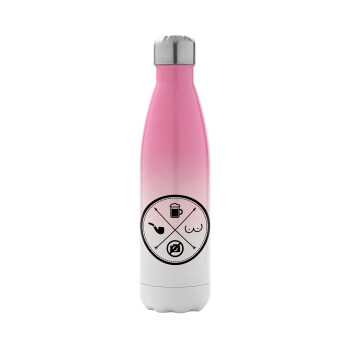 The Bachelor Rules, Metal mug thermos Pink/White (Stainless steel), double wall, 500ml