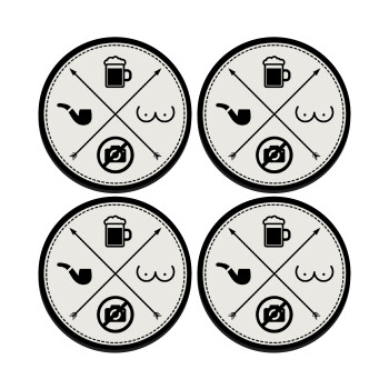 The Bachelor Rules, SET of 4 round wooden coasters (9cm)