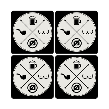 The Bachelor Rules, ΣΕΤ 4 Σουβέρ ξύλινα τετράγωνα (9cm)