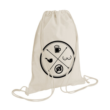 The Bachelor Rules, Τσάντα πλάτης πουγκί GYMBAG natural (28x40cm)