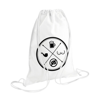 The Bachelor Rules, Τσάντα πλάτης πουγκί GYMBAG λευκή (28x40cm)