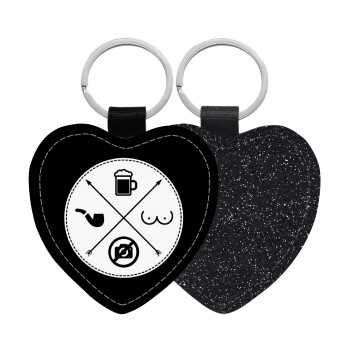 The Bachelor Rules, Μπρελόκ PU δερμάτινο glitter καρδιά ΜΑΥΡΟ