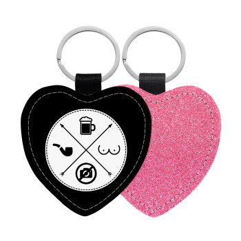 The Bachelor Rules, Μπρελόκ PU δερμάτινο glitter καρδιά ΡΟΖ