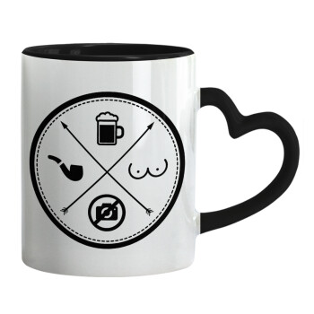 The Bachelor Rules, Mug heart black handle, ceramic, 330ml