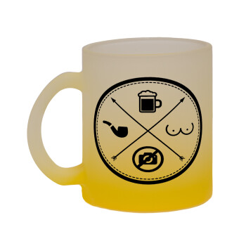 The Bachelor Rules, Κούπα γυάλινη δίχρωμη με βάση το κίτρινο ματ, 330ml