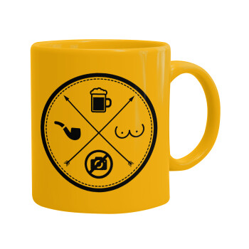The Bachelor Rules, Ceramic coffee mug yellow, 330ml (1pcs)