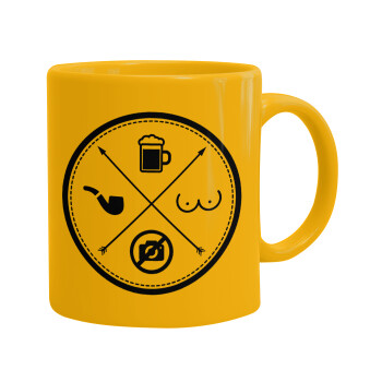 The Bachelor Rules, Ceramic coffee mug yellow, 330ml