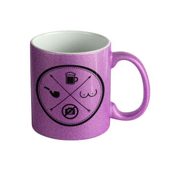 The Bachelor Rules, Κούπα Μωβ Glitter που γυαλίζει, κεραμική, 330ml