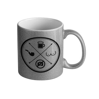 The Bachelor Rules, Κούπα Ασημένια Glitter που γυαλίζει, κεραμική, 330ml