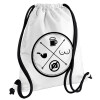 Backpack pouch GYMBAG white, with pocket (40x48cm) & thick cords