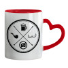 Mug heart red handle, ceramic, 330ml