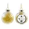 Transparent Christmas tree ball ornament with gold filling 8cm