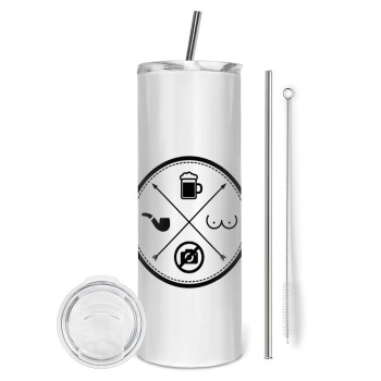 The Bachelor Rules, Eco friendly stainless steel tumbler 600ml, with metal straw & cleaning brush