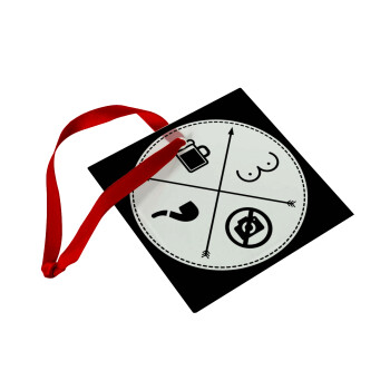 The Bachelor Rules, Στολίδι Χριστουγεννιάτικο στολίδι γυάλινο τετράγωνο 9x9cm