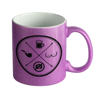 The Bachelor Rules, Κούπα Μωβ Glitter που γυαλίζει, κεραμική, 330ml