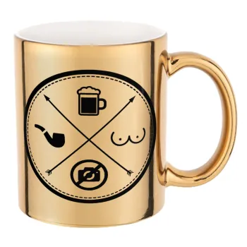 The Bachelor Rules, Mug ceramic, gold mirror, 330ml