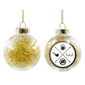 The Bachelor Rules, Transparent Christmas tree ball ornament with gold filling 8cm