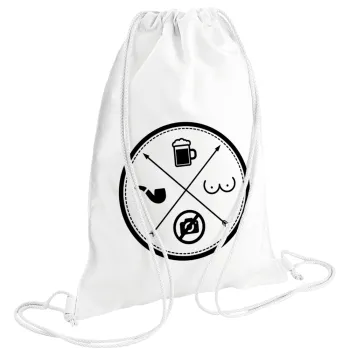 The Bachelor Rules, Τσάντα πλάτης πουγκί GYMBAG λευκή (28x40cm)