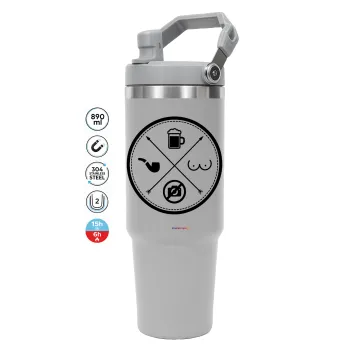 The Bachelor Rules, GREY color, 890ml (30oz) stainless Steel Tumbler with Handle