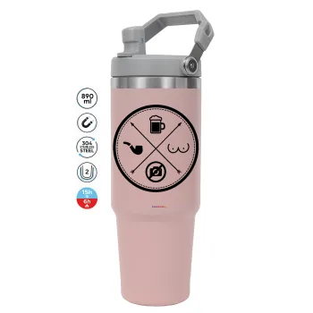 The Bachelor Rules, Pink color, 890ml (30oz) stainless Steel Tumbler with Handle