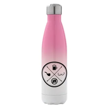 The Bachelor Rules, Metal mug thermos Pink/White (Stainless steel), double wall, 500ml