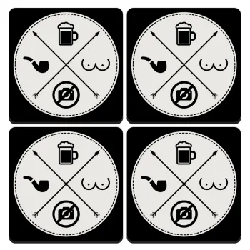 The Bachelor Rules, ΣΕΤ 4 Σουβέρ ξύλινα τετράγωνα (9cm)