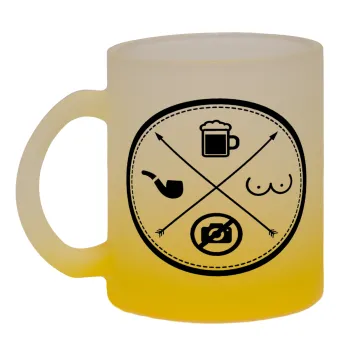 The Bachelor Rules, Κούπα γυάλινη δίχρωμη με βάση το κίτρινο ματ, 330ml