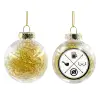 Transparent Christmas tree ball ornament with gold filling 8cm