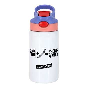 Spend Money, Children's hot water bottle, stainless steel, with safety straw, pink/purple (350ml)