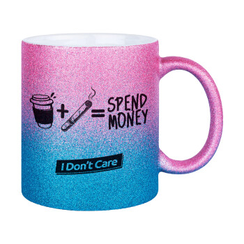 Spend Money, Κούπα Χρυσή/Μπλε Glitter, κεραμική, 330ml