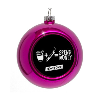 Spend Money, Purple Christmas tree ornament bauble 8cm