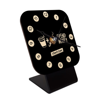 Spend Money, Quartz Table clock in natural wood (10cm)