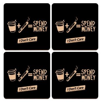 Spend Money, ΣΕΤ x4 Σουβέρ ξύλινα τετράγωνα plywood (9cm)